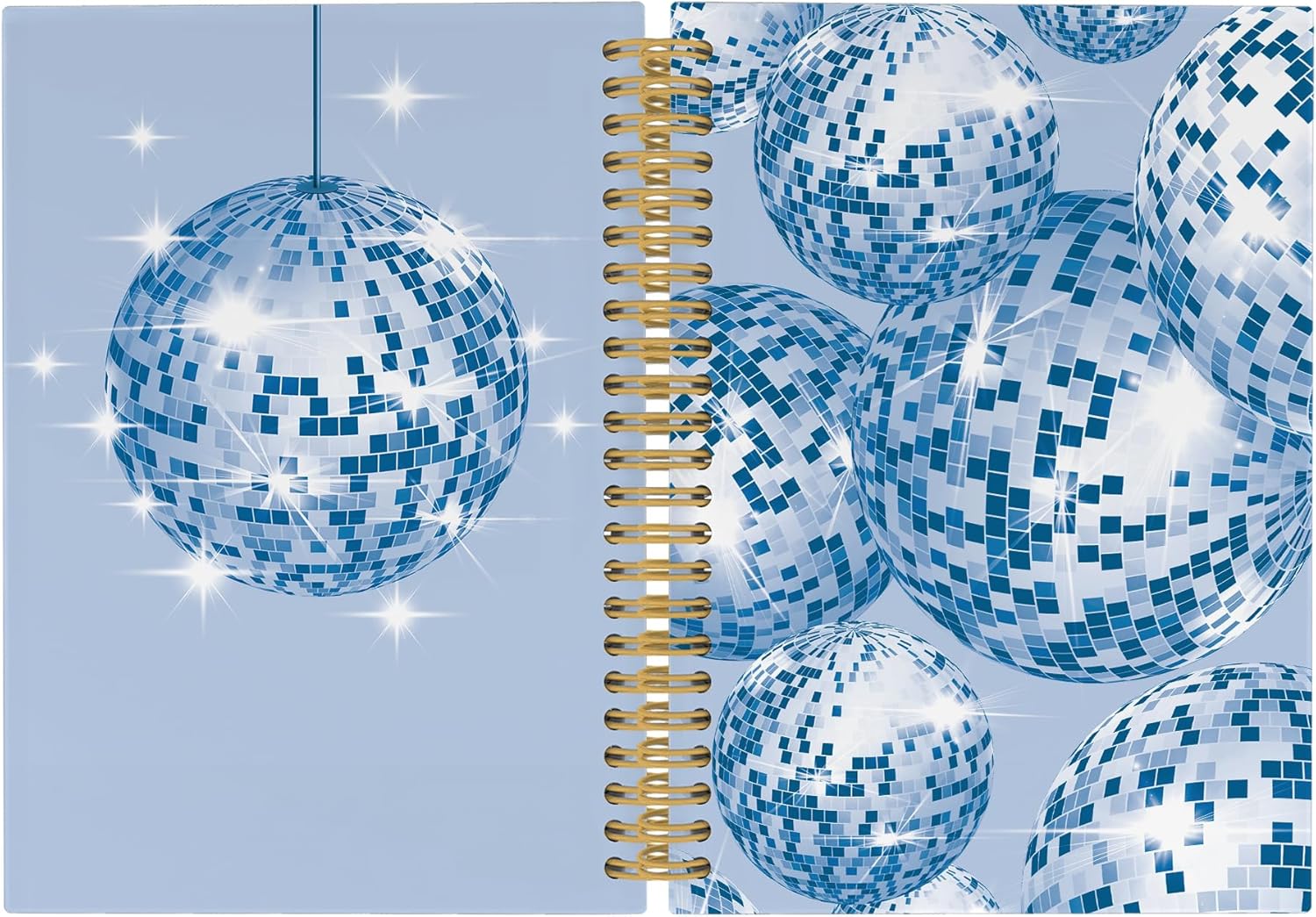Trendy Preppy Disco Ball Journal - Funky College Ruled Notebook for Teens, Pugwak