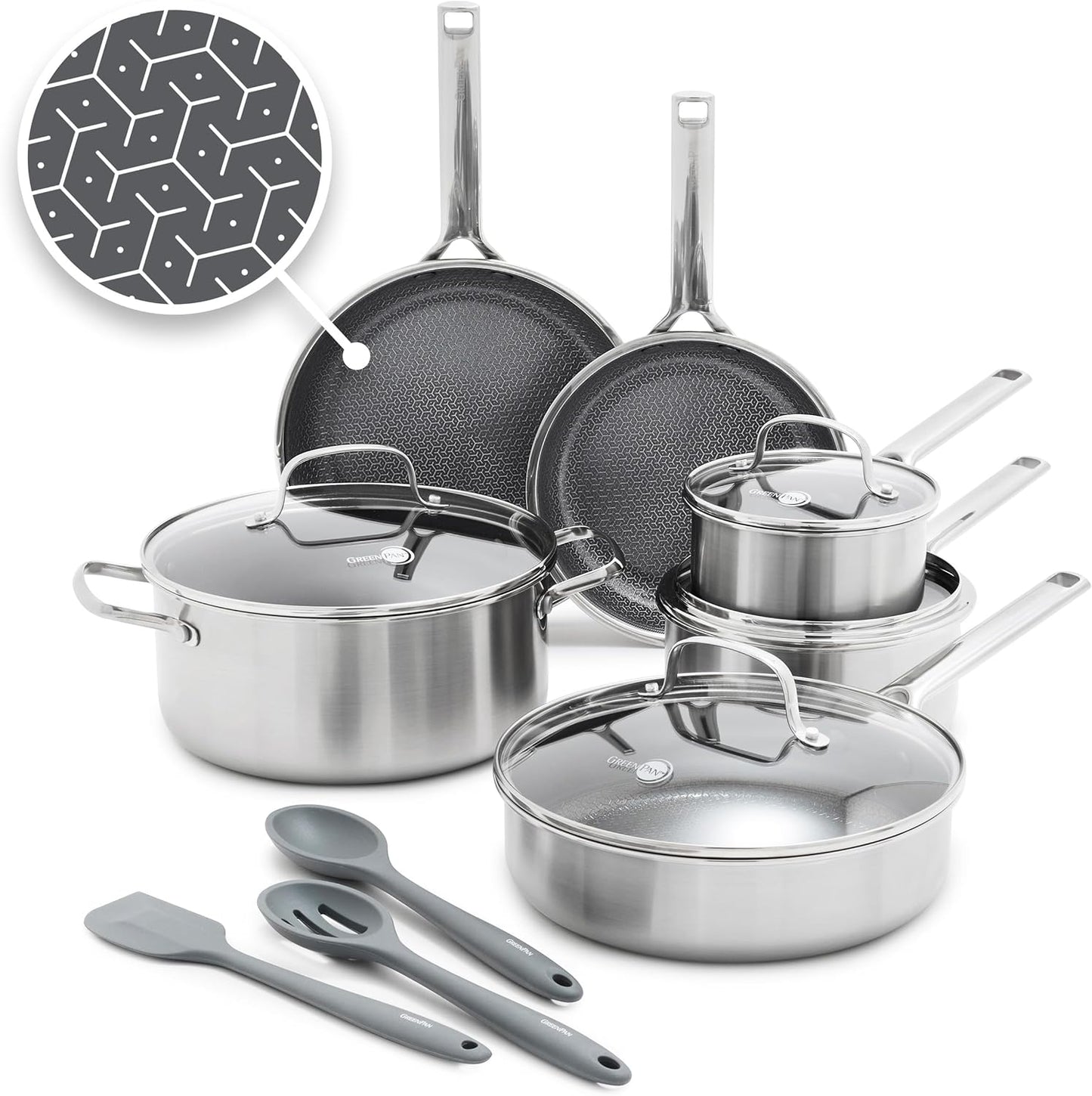 GreenPan Hybrid 13 Piece Nonstick Stainless Steel Cookware Set