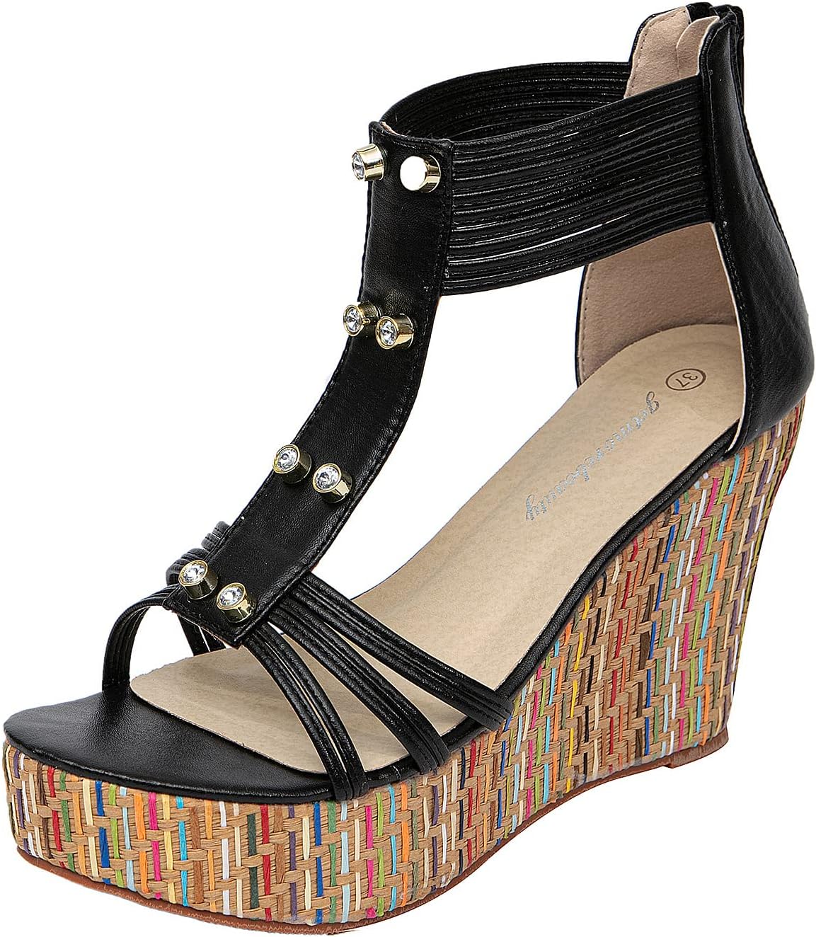 Getmorebeauty Women's Wedge Sandals With Pearls for Style