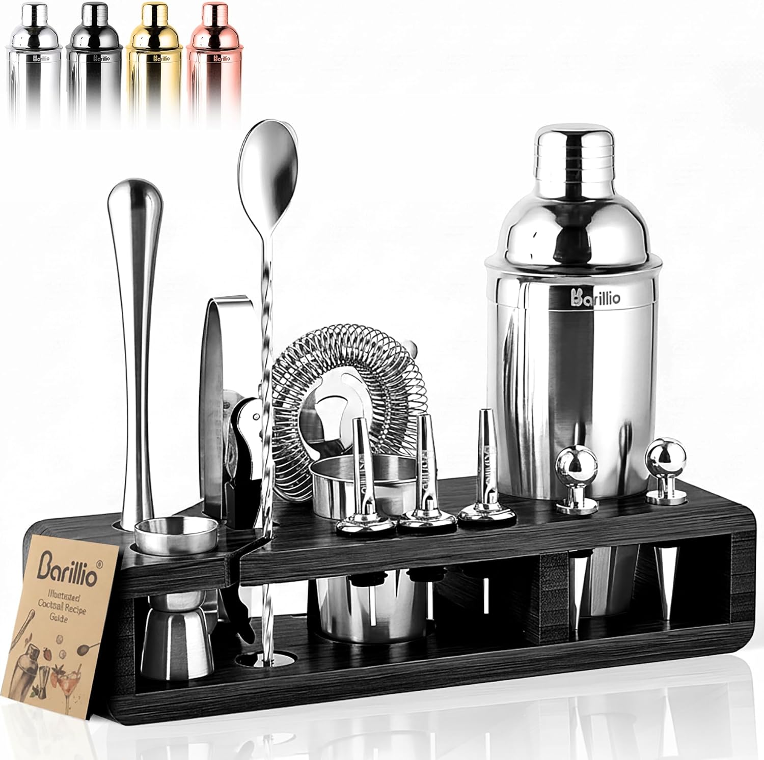 Barillio Silver Bartender Kit - 23-Pc Cocktail Shaker Set