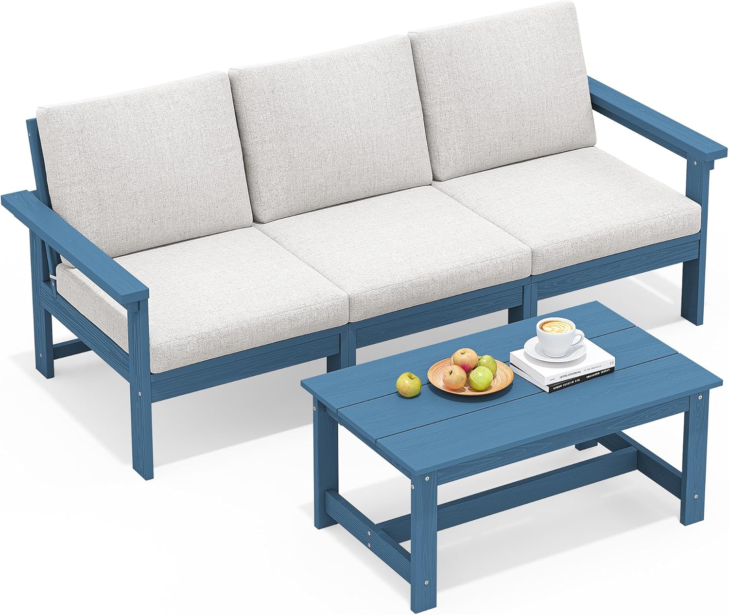 SERWALL HDPE Patio Sofa Set: Stylish 4-Piece Outdoor Furniture