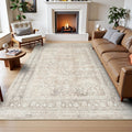 Lessymo 8x10 Area Rug Vintage Beige Distressed Floral - Machine