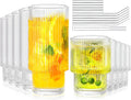 Drinking Glasses Set of 10 - Ribbed Highball & Small Water Glasses