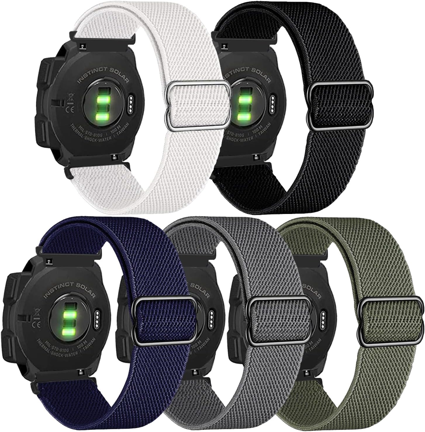 5 Stretchy Nylon Bands for Garmin Instinct - Breathable