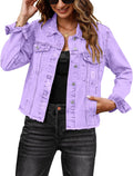 Denim Jacket for Women Vintage Distressed Trucker Jacket - Frayed Hem