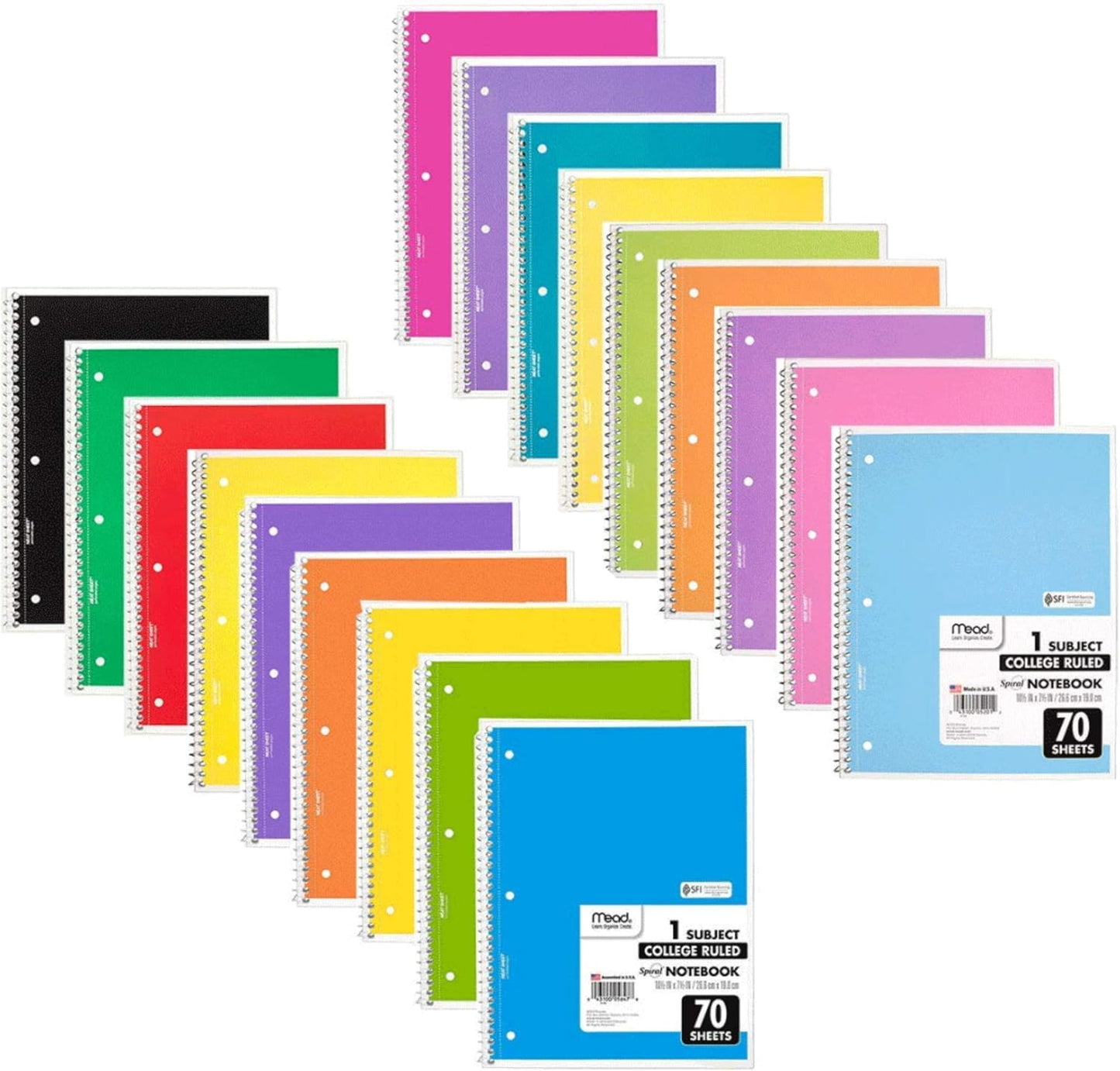 Mead Spiral Notebook Pack of 18 for School Supplies in Pastel Colors