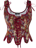 Scarlet Darkness Corset Tops for Women Renaissance Floral Lace Up this