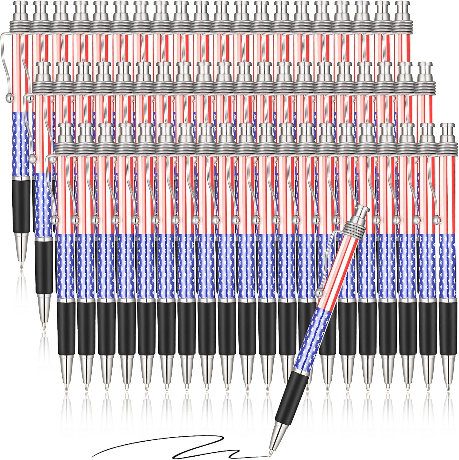 128 Pcs American Flag Pens for Veterans Day Gifts and More