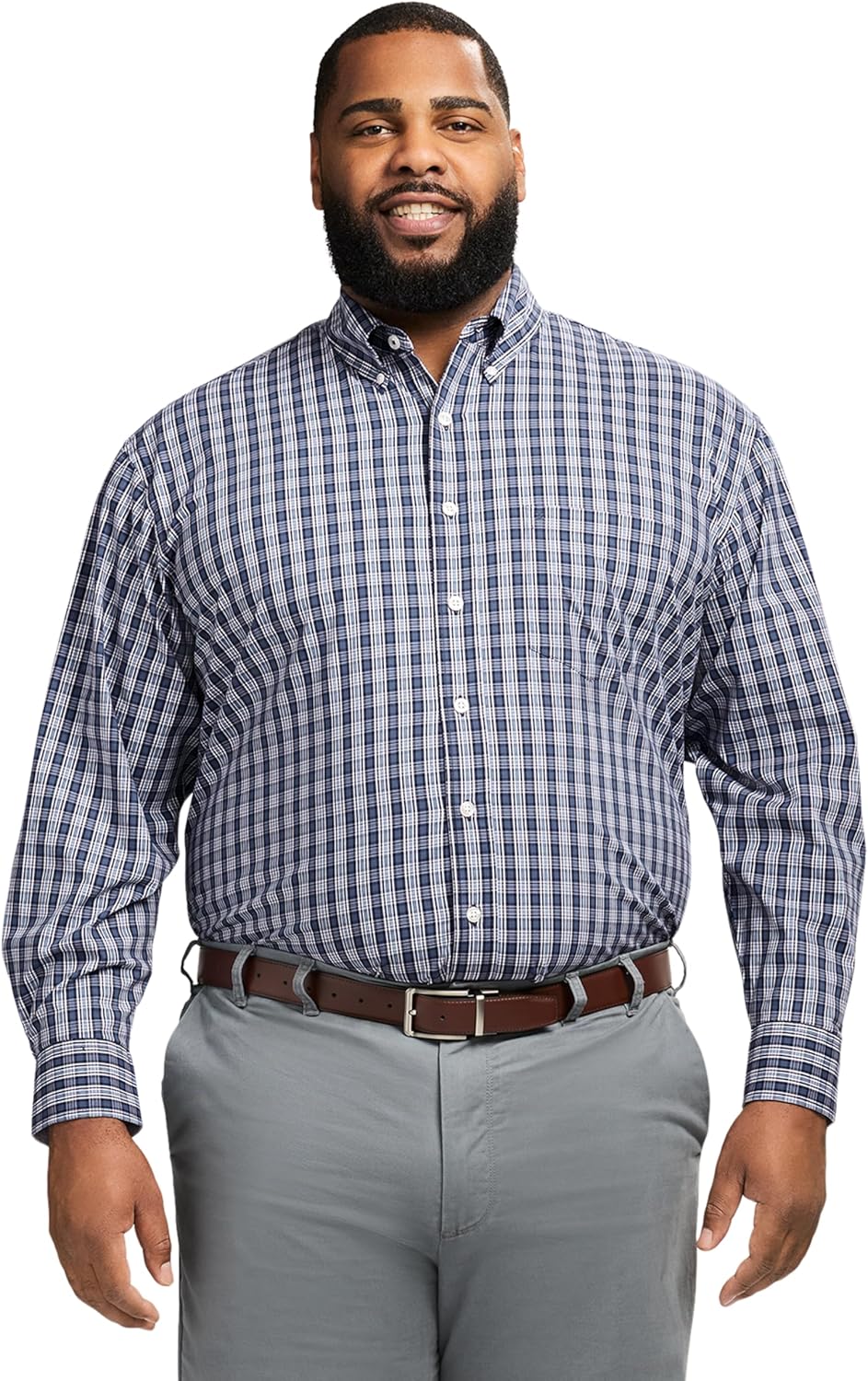 Izod Mens Big and Tall Long Sleeve Plaid Button Down Shirt