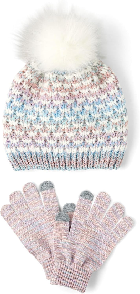 Children's Winter Hat and Mittens Cold Weather Set for Girls
