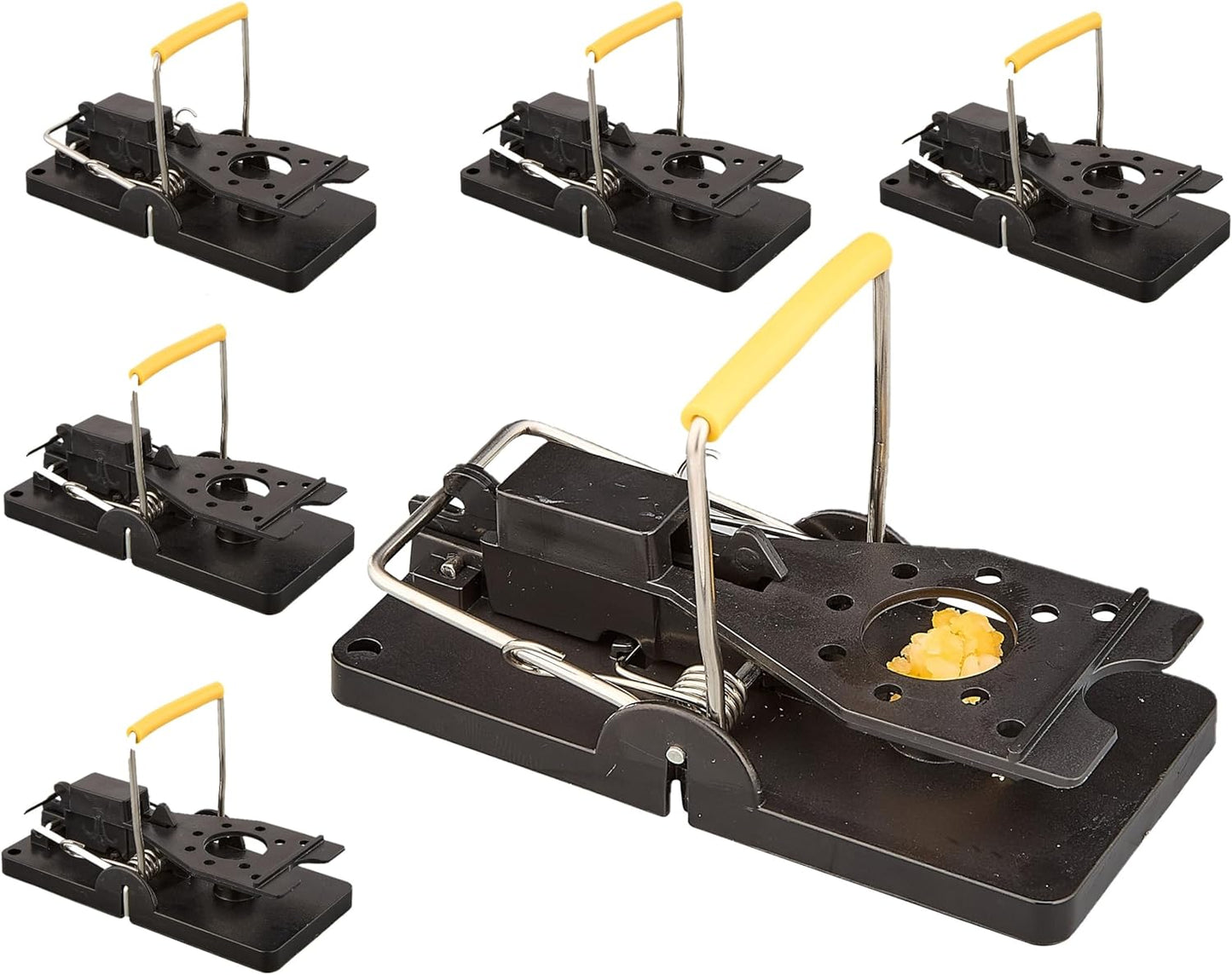 6 Pack Bullseye Mouse Traps - Reusable, Powerful Spring, Finger Saver Design