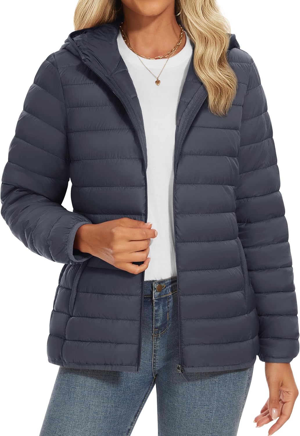 YUCOLEN Women's Lightweight Puffer Jacket with Hood for Winter