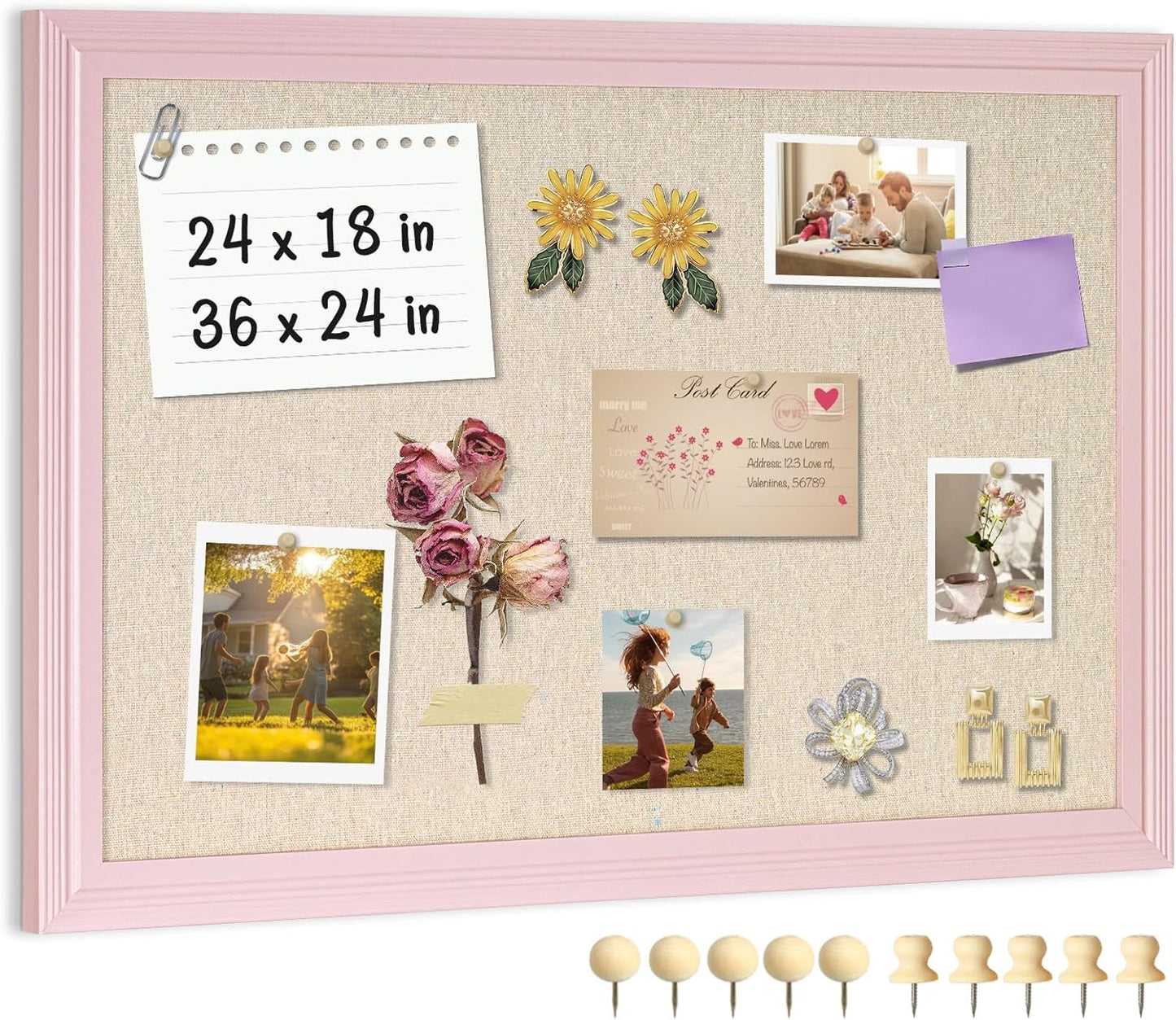 Large Cork Board with Linen for Home Office and School Decor