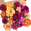 Alecono Artificial Flowers Hot Pink and Orange Silk Bouquet - DIY