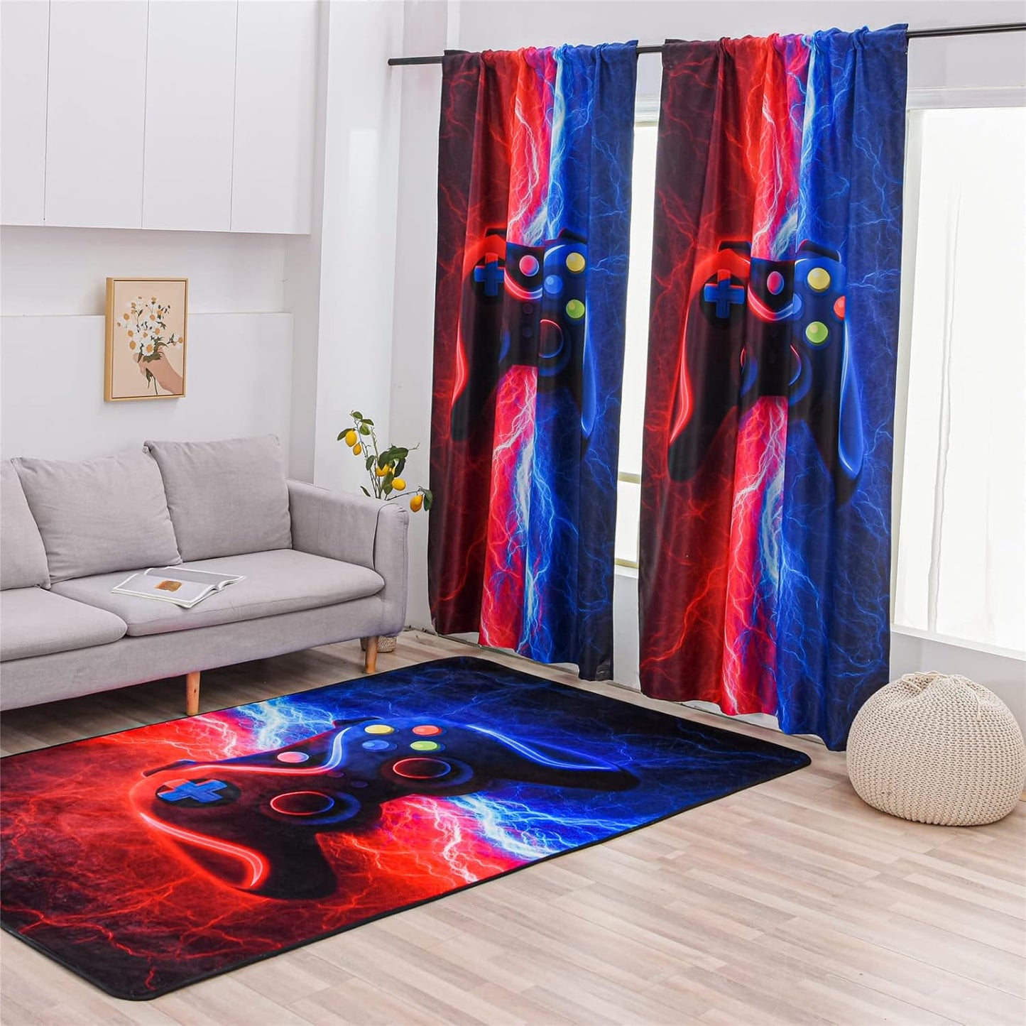 Game Theme Boys Room Set: Rug & Curtains