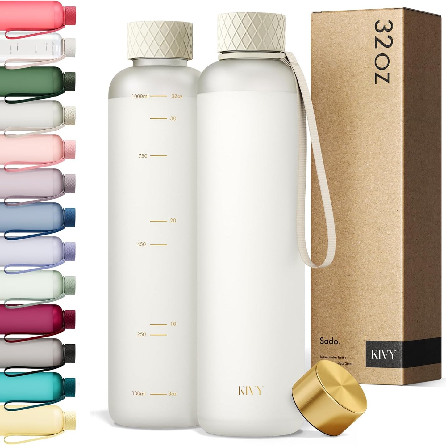 KIVY Slim Water Bottle 32oz - Lightweight & Shatterproof Design