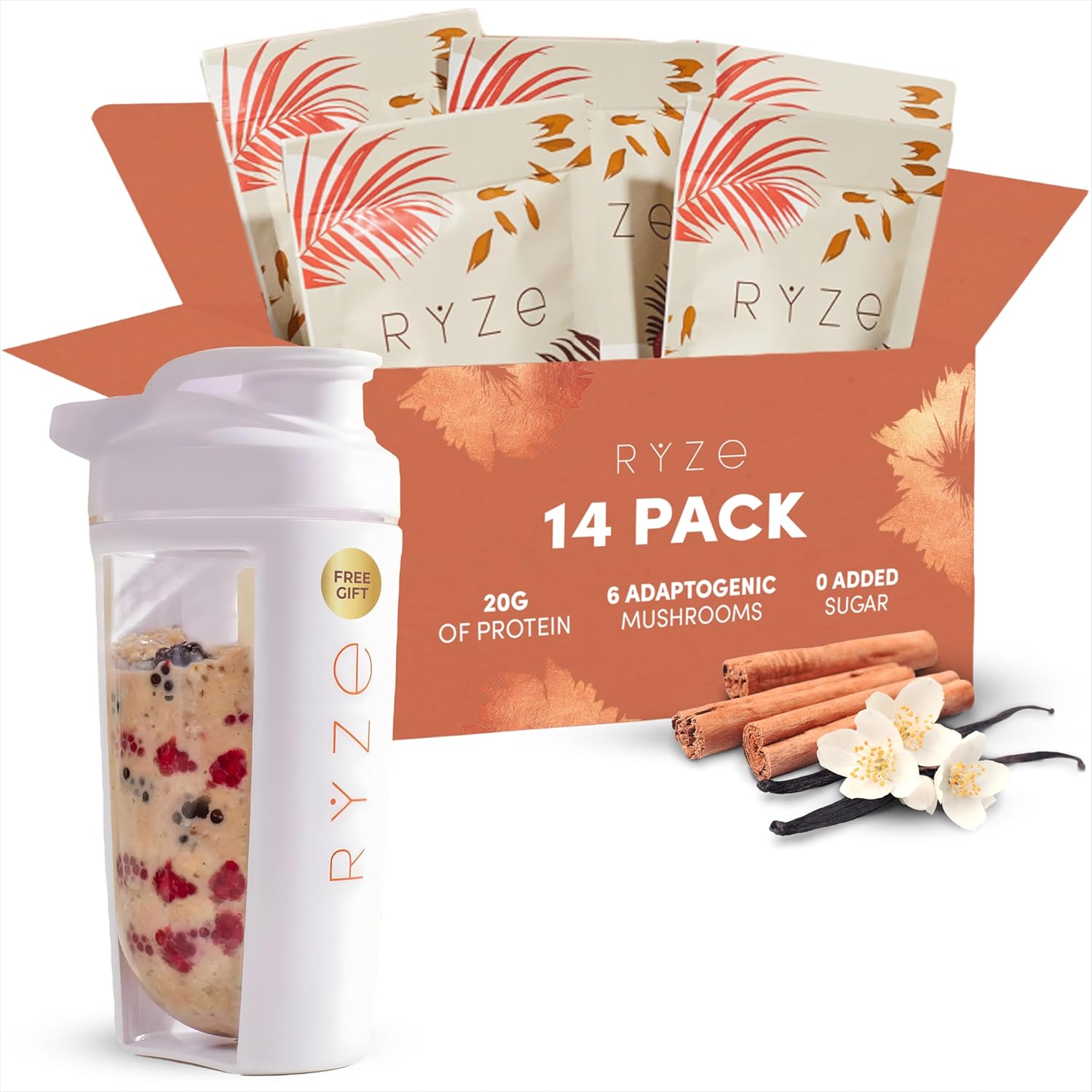 RYZE SUPERFOODS Mushroom Overnight Oats with 20g Protein