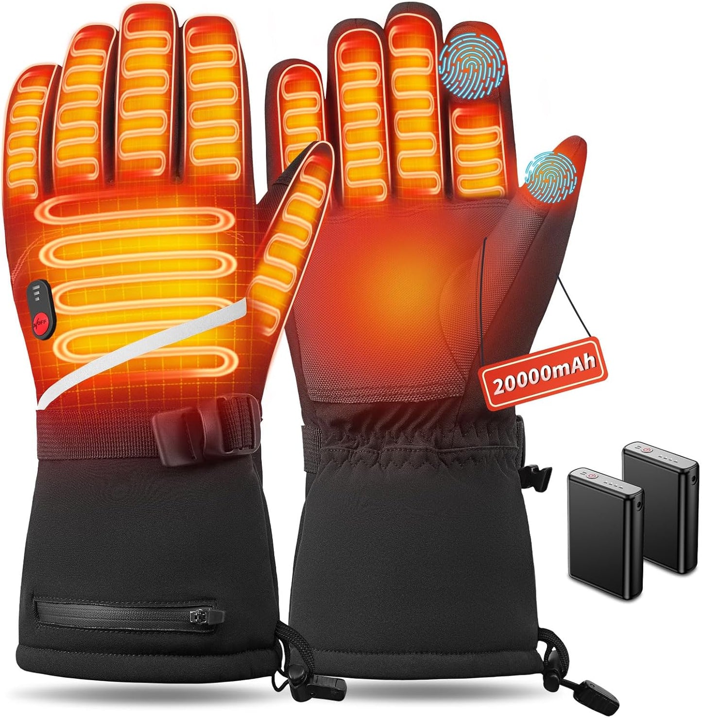20000mAh Rechargeable Electric Heated Gloves for Winter Comfort