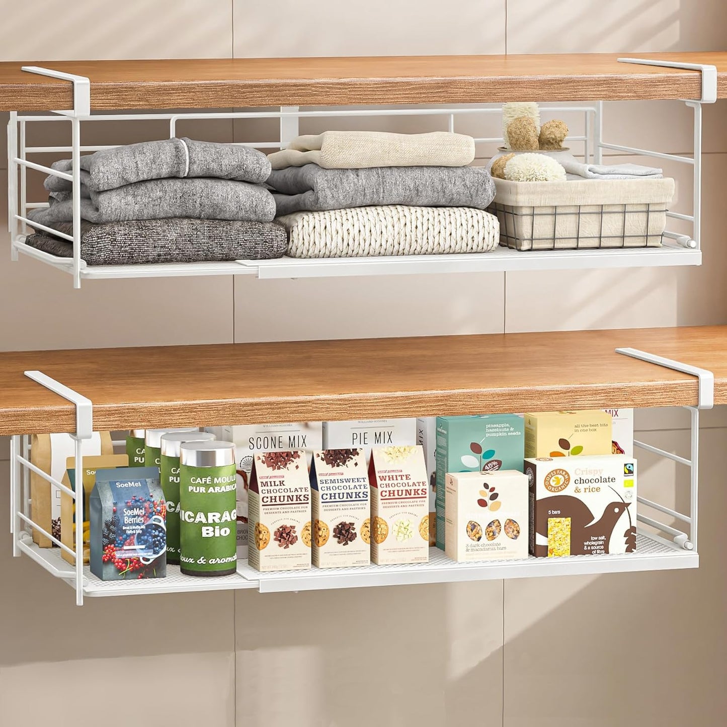 Expandable Under Cabinet Shelf for Organized Storage Solutions