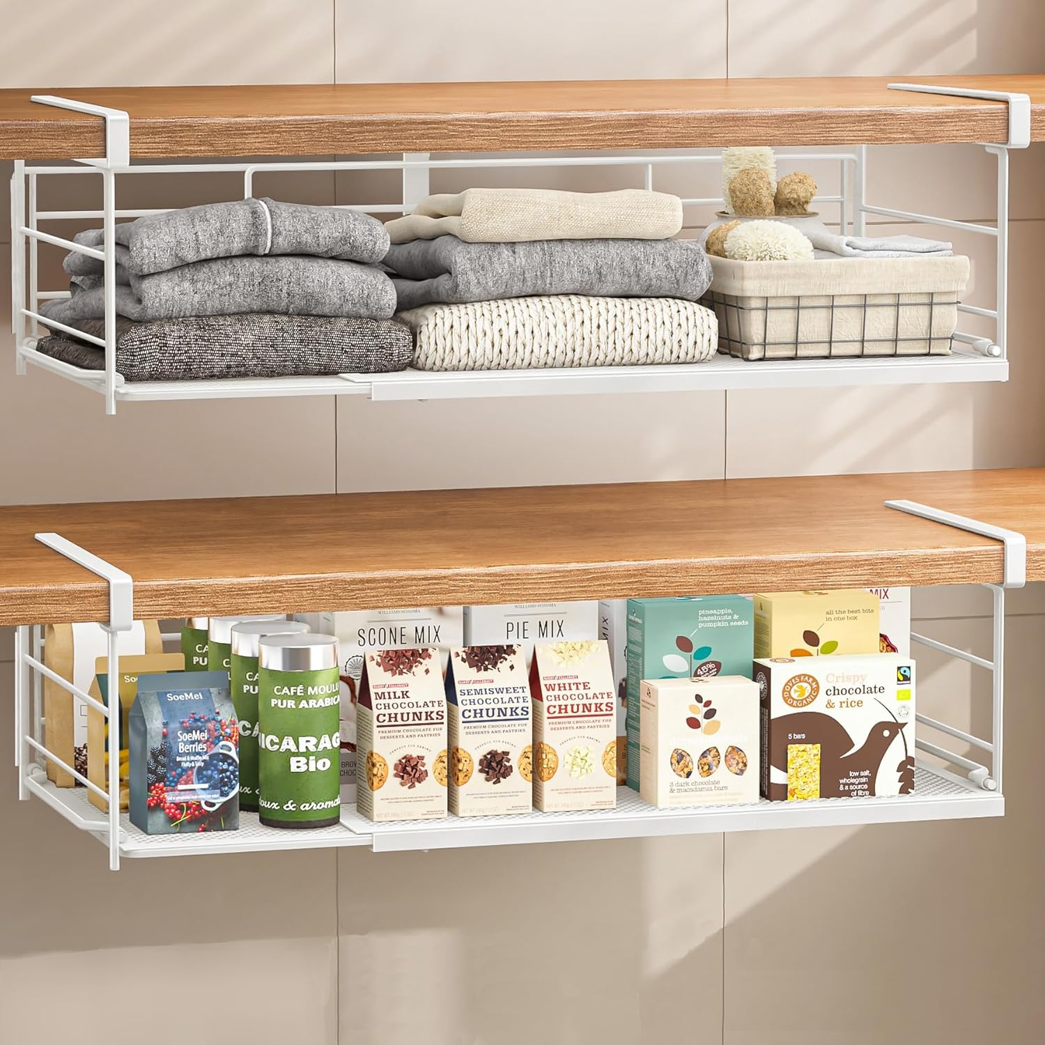 Expandable Under Cabinet Shelf for Organized Storage Solutions