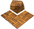 Pack of 10 Deck Tiles 12in x12in Interlocking Acacia Wood - Easy