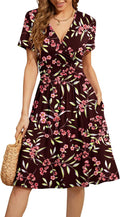 WEACZZY Women's V-Neck Floral Party Dress with Pockets - Flattering