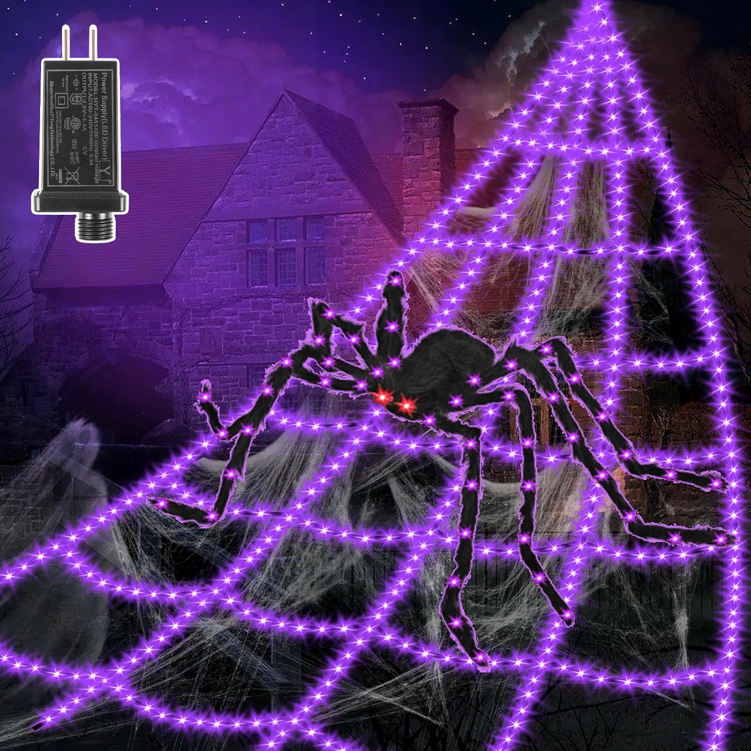 Halloween Decorations Outdoor Spider Web Lights for Spooky Fun