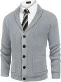 Men's Shawl Collar Cardigan Sweater Slim Fit Cable Knit - Warm