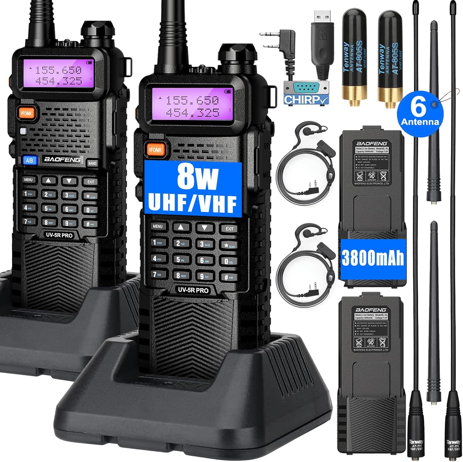 BAOFENG UV-5R Pro Handheld Ham Radio for Long Range Communication