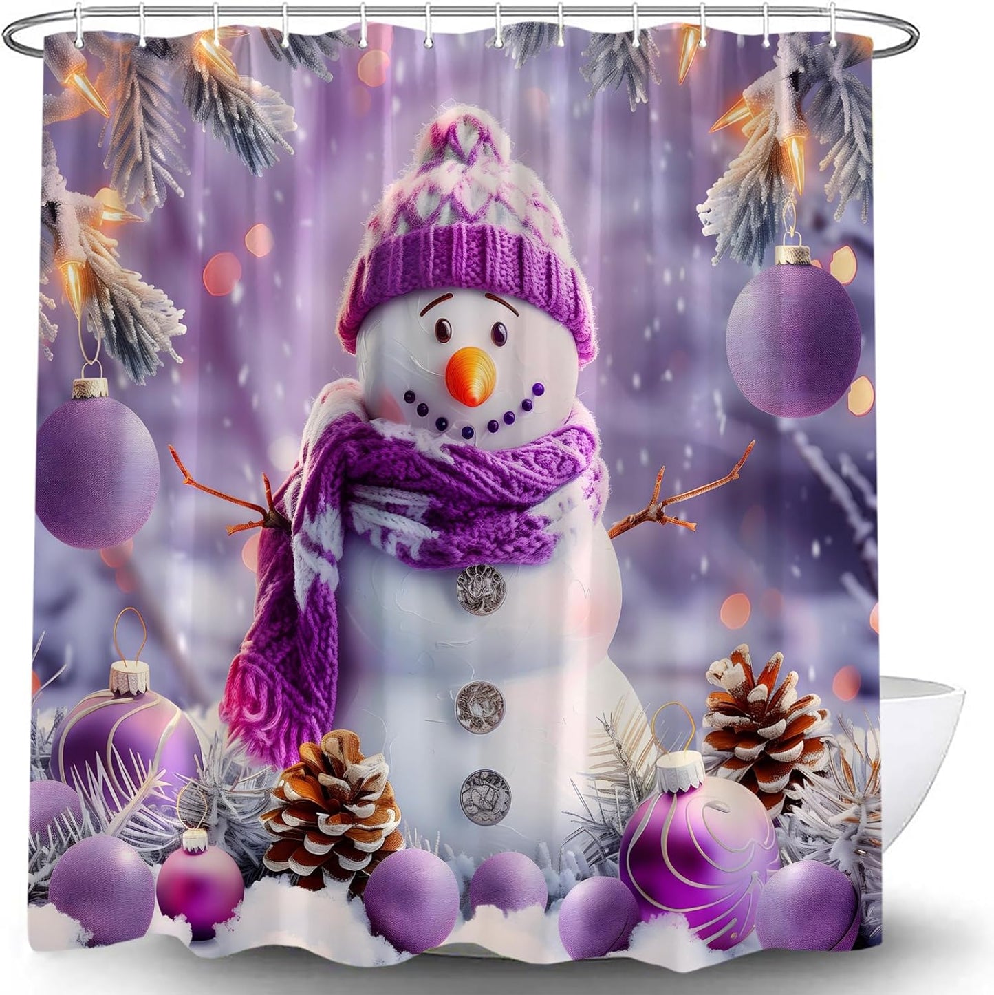 Festive Winter Shower Curtain - Merry Christmas Vibes!