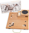 19 x19 Folding Go Game Set Board with Bamboo Bowls and Imitation Jade