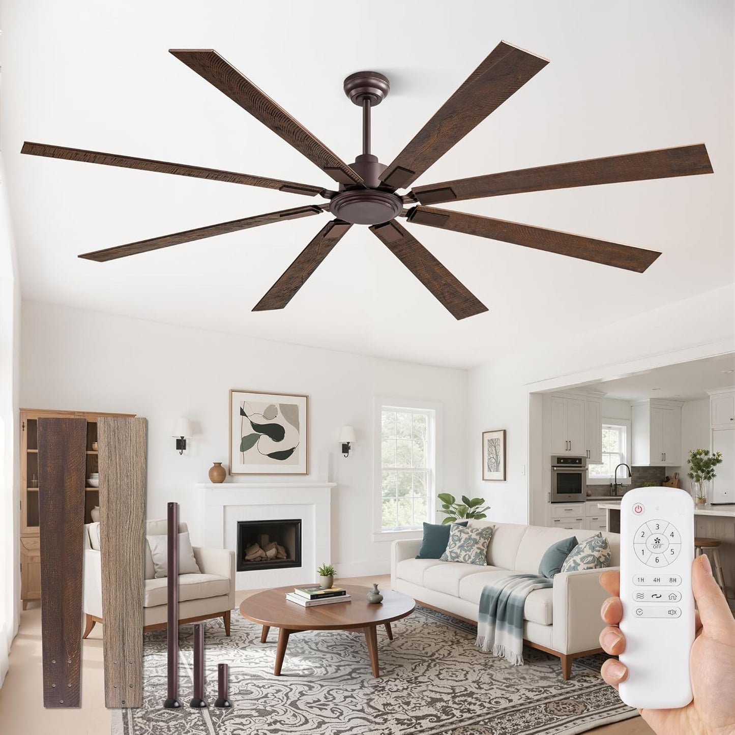 ZMISHIBO 80 Inch Ceiling Fan with Remote Control for Comfort