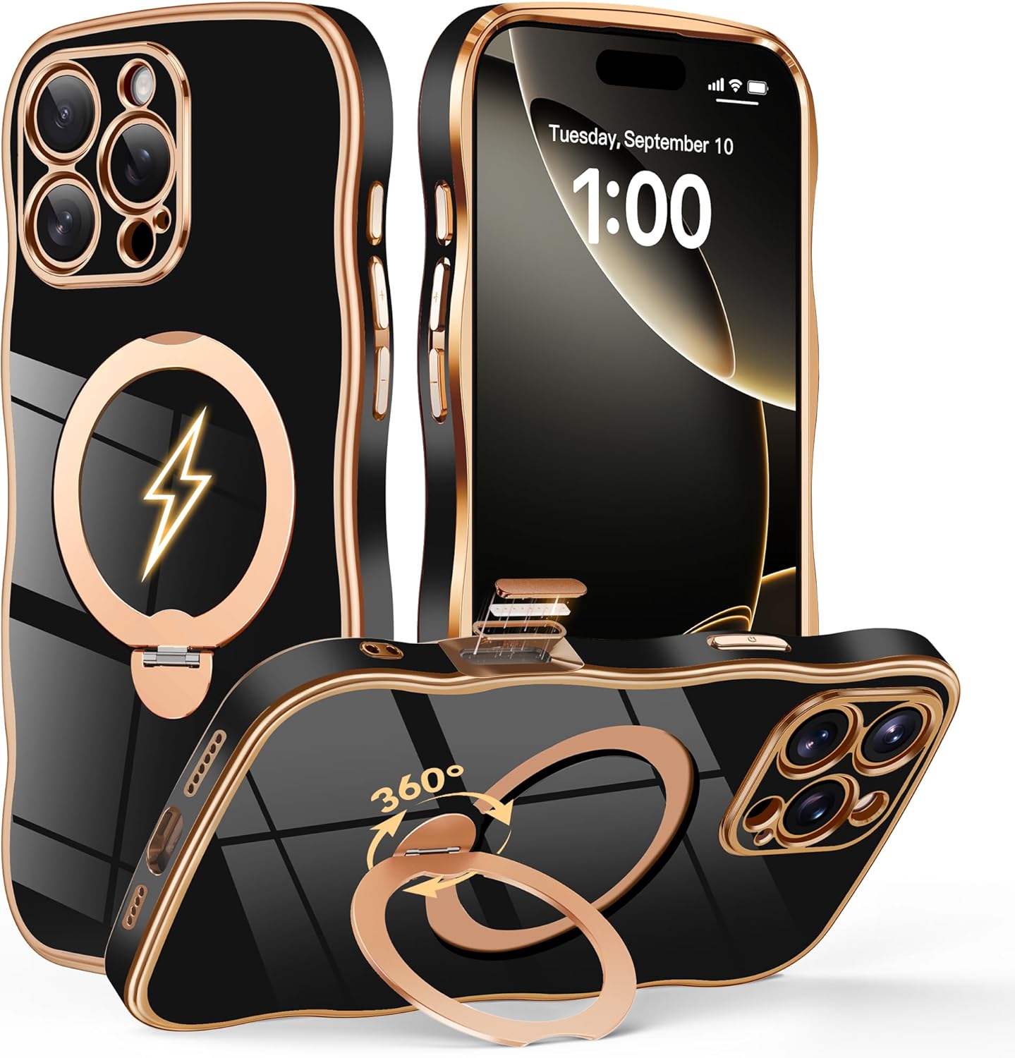 GolbinBox iPhone 16 Pro Max Case with 360 Spin Magnetic Stand