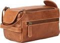 KomalC Premium Buffalo Leather Toiletry Bag for Travel & Gifts