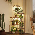 Tall Corner Plant Stand with Grow Lights - Multi-Plant Display