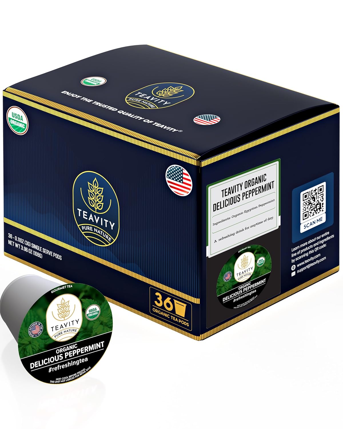 Organic Peppermint Tea Pods for Keurig - Decaf Tea Delight