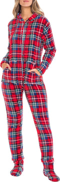 Plush Coral Fleece Adult Onesie Pajamas with Hood and Pockets