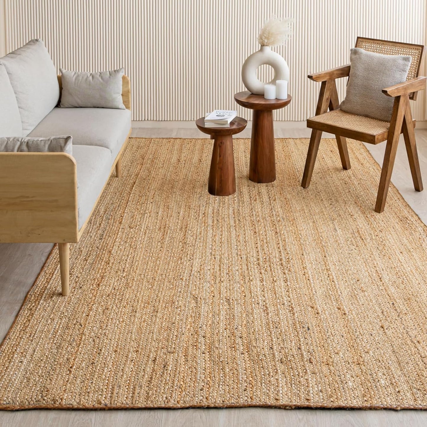 HOMEMONDE Solid Braided Jute Area Rug 8ftx10ft for Home Decor
