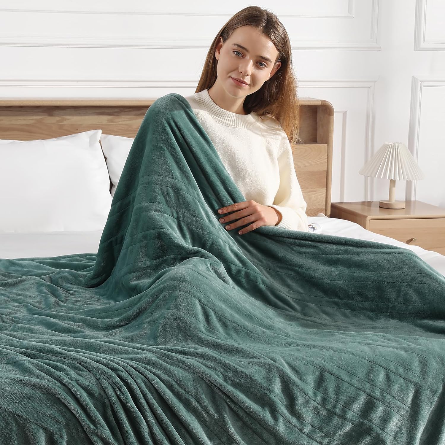 Electric Blanket Full Green Heated Blanket for Cozy Comfort