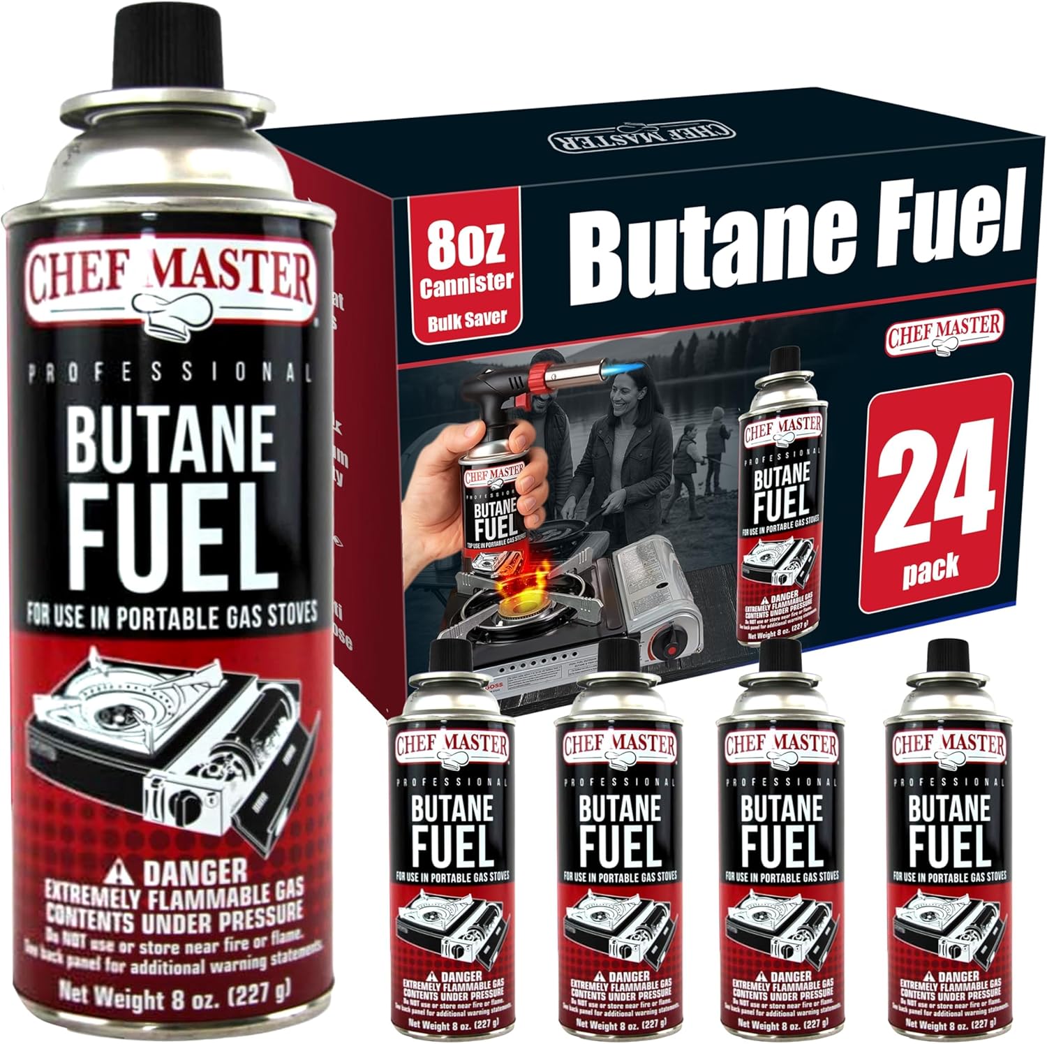 Chef Master Butane Fuel Canisters for Camping and Cooking