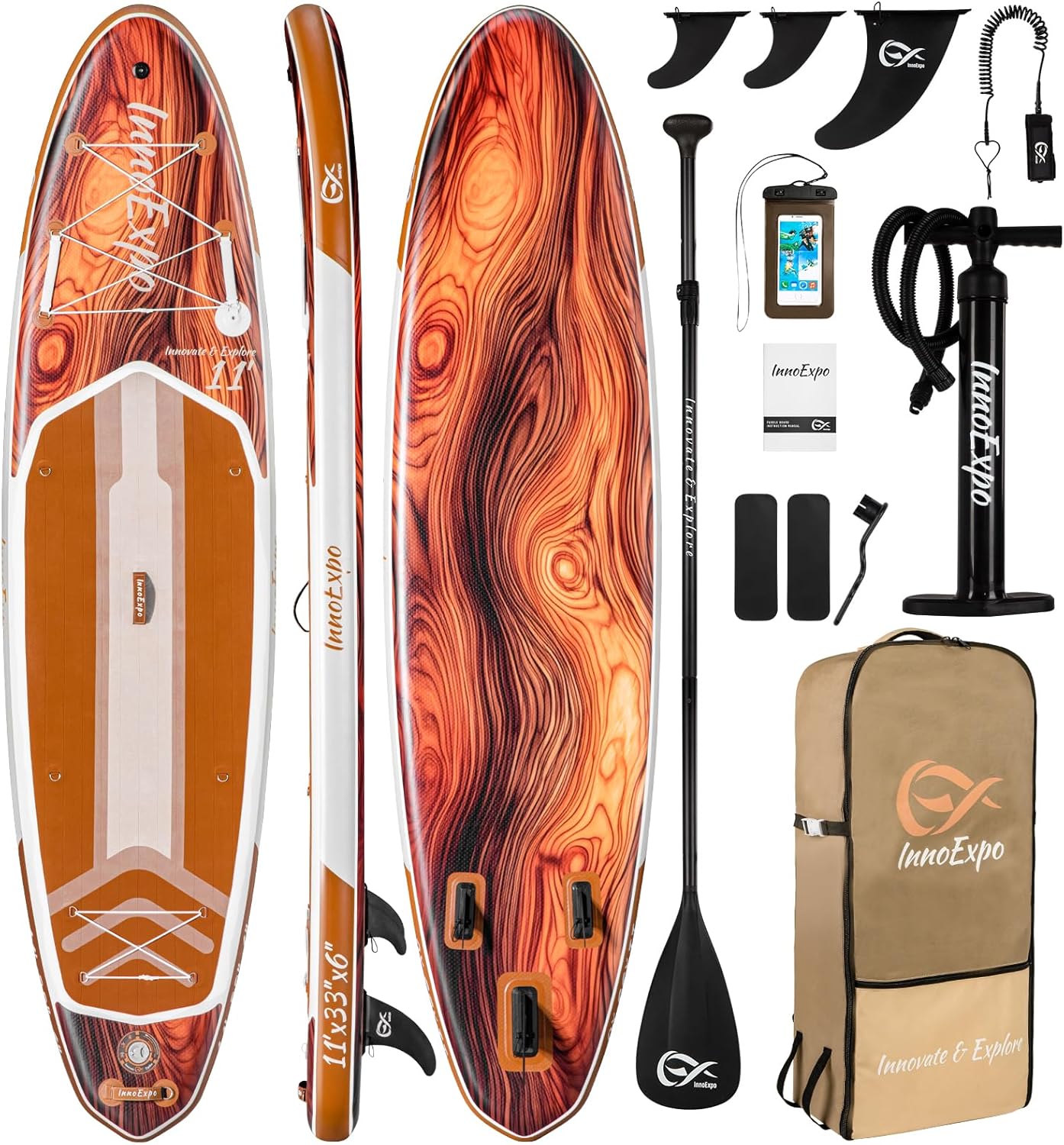 InnoExpo 11ft Inflatable Stand Up Paddle Board for All Levels