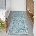 Uphome Bathroom Runner Rug Distressed Tribal Light Blue - Non Slip