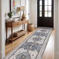 RUUGME Washable 3x12 Runner Rug - Boho Tribal Elegance Navy