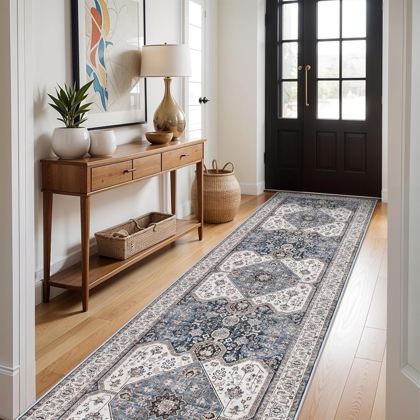 RUUGME Washable 3X12 Runner Rug - Boho Vintage Carpet for Home