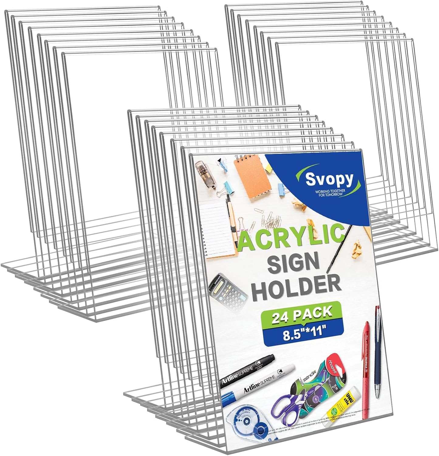 Acrylic Sign Stand Holders - 8.5 x 11 Inches Clear Display