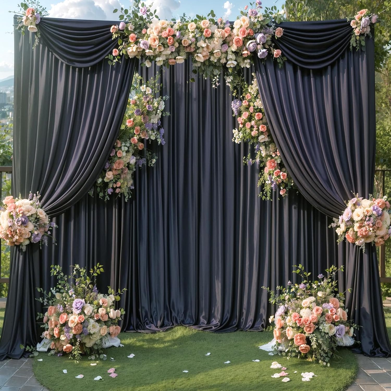 20ft x 15ft Black Wrinkle Free Backdrop Curtains for Events