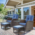 HUMMUH 5 Piece Wicker Patio Conversation Set - Swivel Gliders
