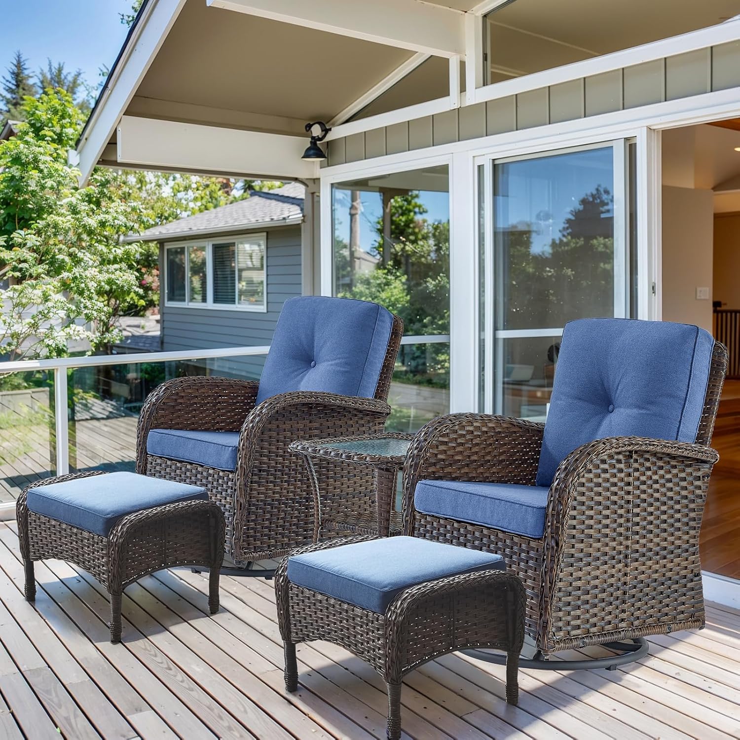 HUMMUH 5 Pieces Wicker Patio Furniture Set for Outdoor Relaxation