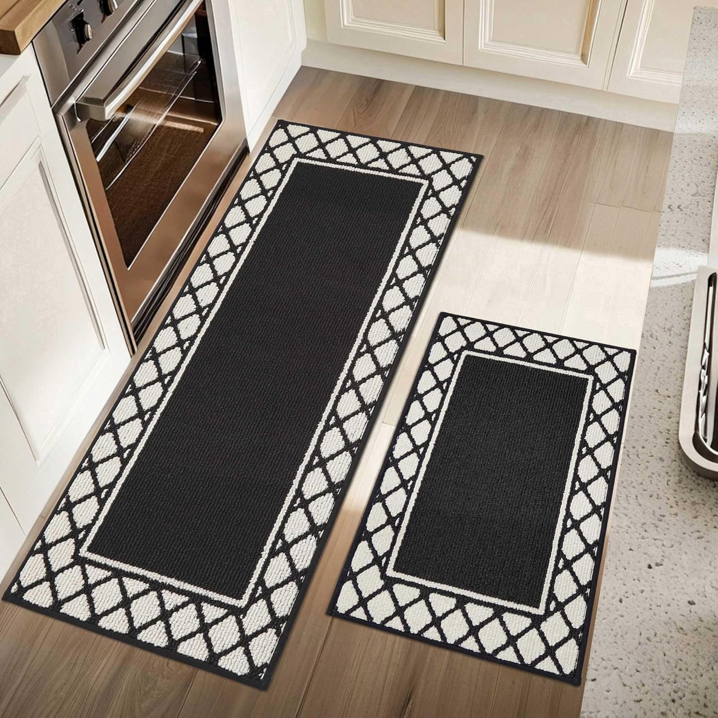 COSY HOMEER Washable Kitchen Rugs Set of 2 Non-Slip Mats