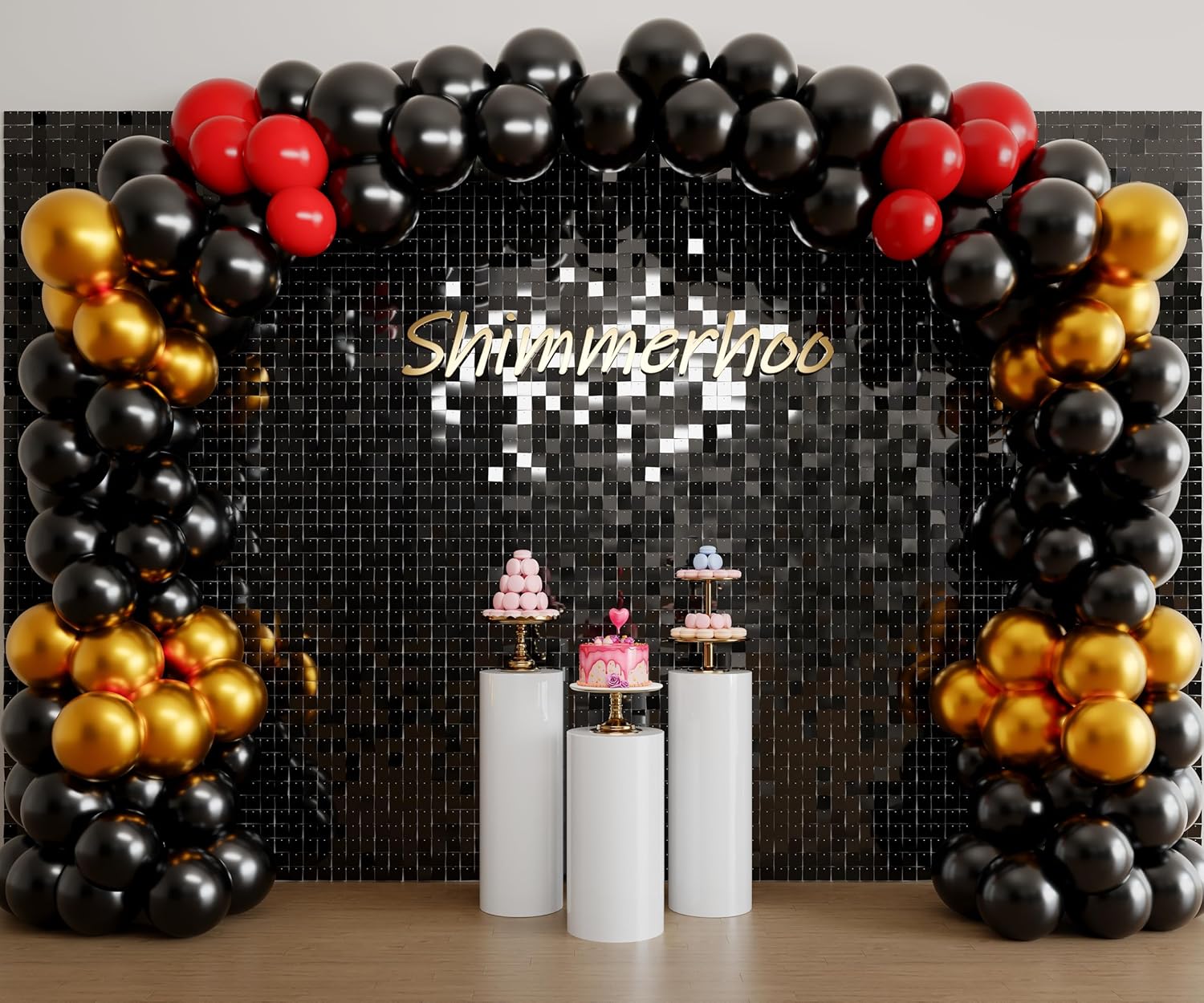 Black Shimmer Wall Backdrop Panels for Glamorous Events